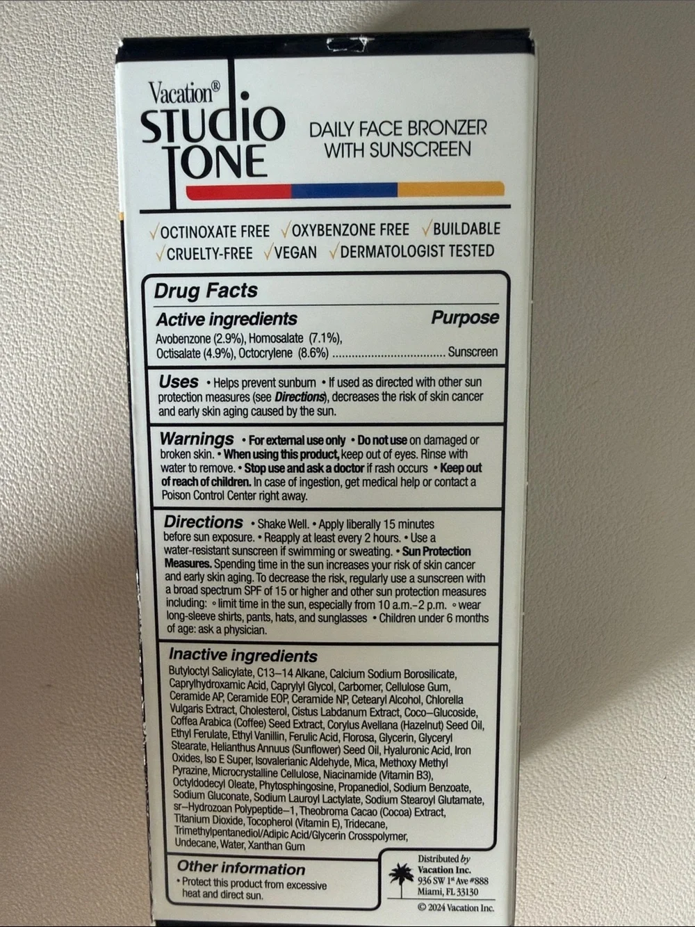 Unused: Vacation Studio Tone 3-in-1 Bronzing Drops SPF 50 - White Packaging
